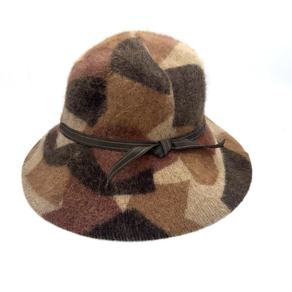 Albertus Swanepoel Camo Rabbit Fur Bucket Hat NWT Luxury Designer Y2K Boho Chic - Picture 1 of 8